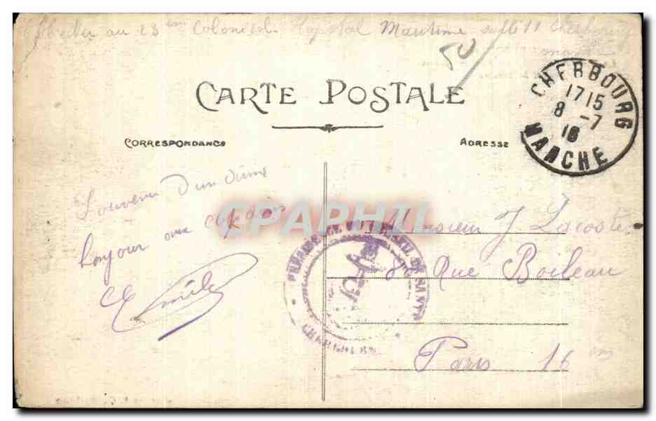CPA Cherbourg La place du chateau un jour de marche et le theatre — Rückseite