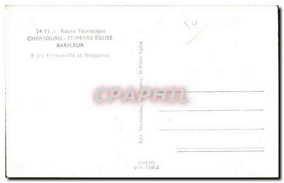 CPSM Cherbourg St pierre Eglise Barfleur Entre Fermanville et Maupertuis — Verso