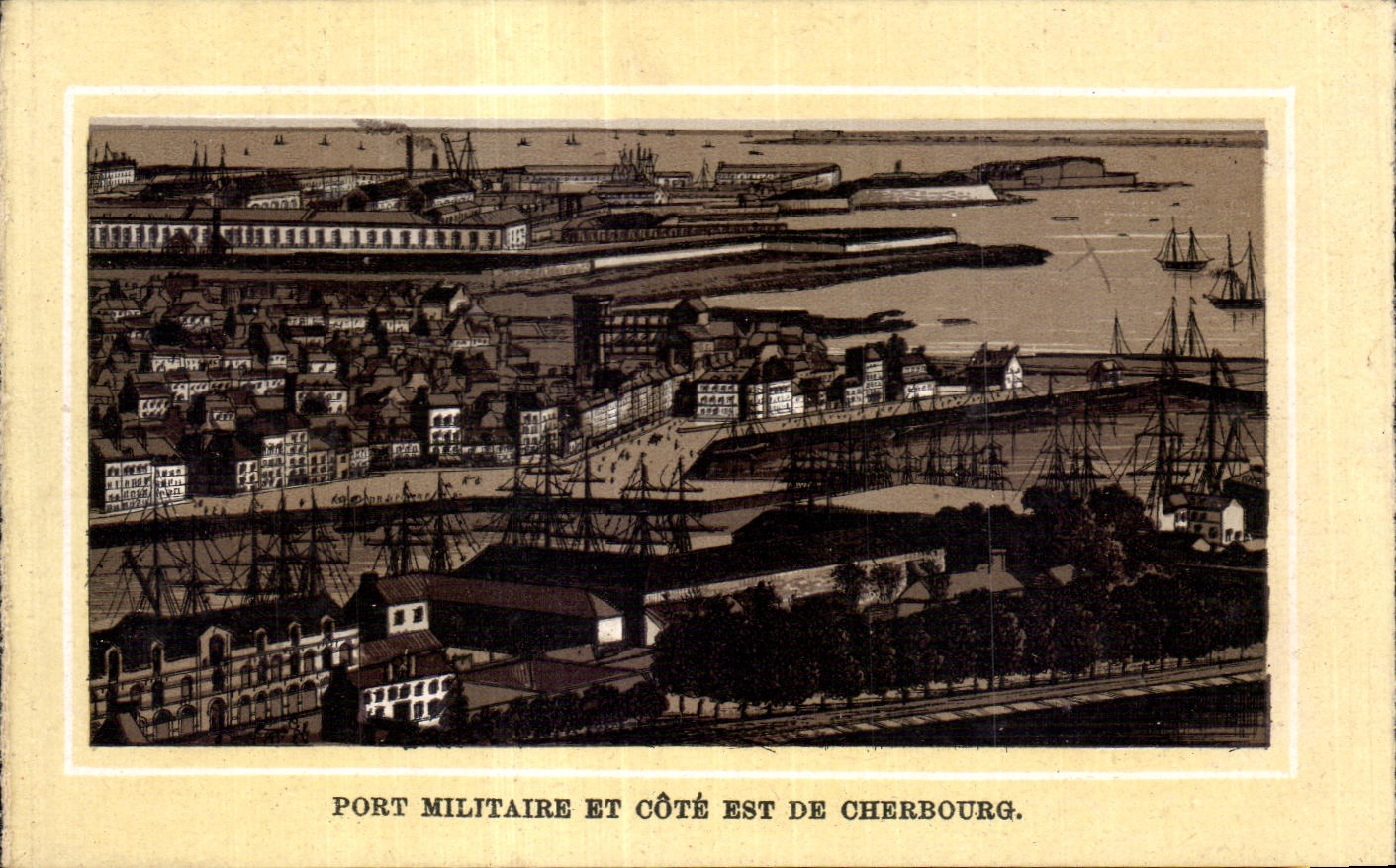 Port militaire et côté est de Cherbourg — vue aérienne — CPAPHIL