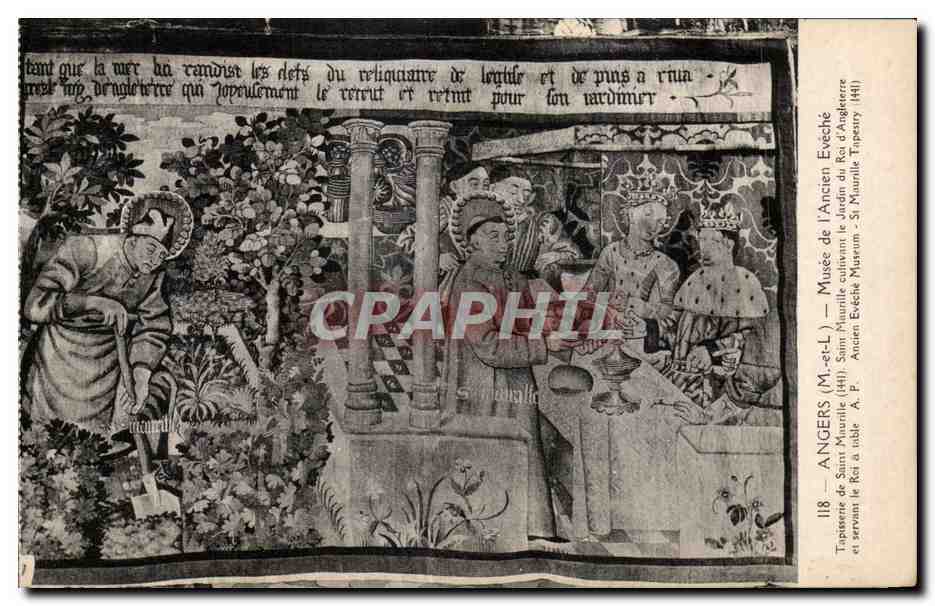 CPA Angers Musee de l Ancien Eveche Tapisserie le Rci a table 
