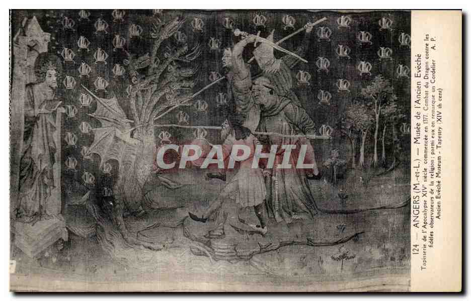 CPA Angers Musee de l Ancien Eveche tapisserie de l Apocalypse Dragon
