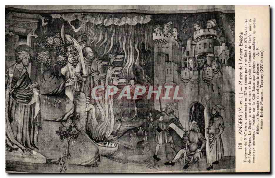 CPA Angers Musee l Ancien Eveche tapisserie du xiv siecle 1377 et dommee par le roi rene en 1471 tiree de l Apocalypse