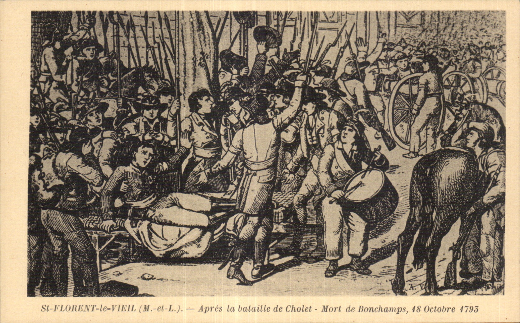 CPA St Florent le Vieil Apres la bataille de Cholet Mort de Bonchamps 18 octobre 1793