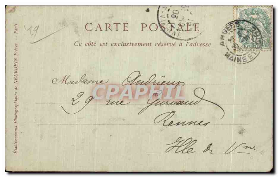 CPA Angers Hopital Saint Jean le cloitre  — Rückseite
