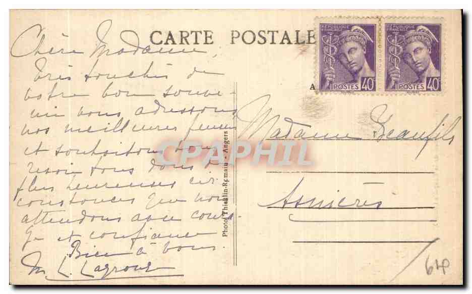 CPA ND de Behuard Vitrail de la chapelle Louis XI — Rückseite