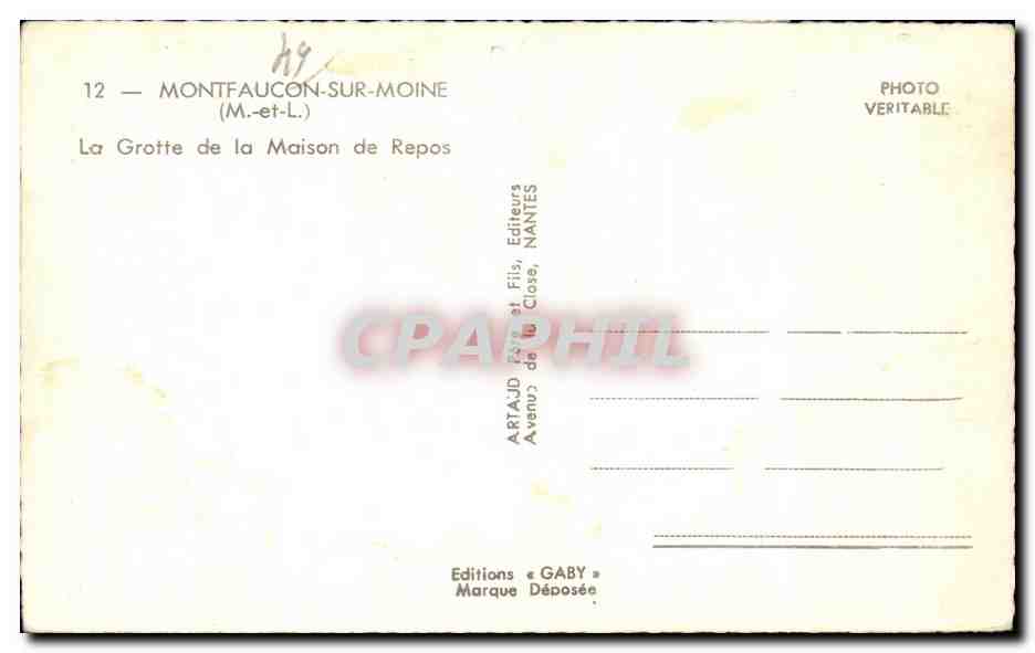 CPSM Montfaucon sur Moine La grotte de la maison de repos  — Back