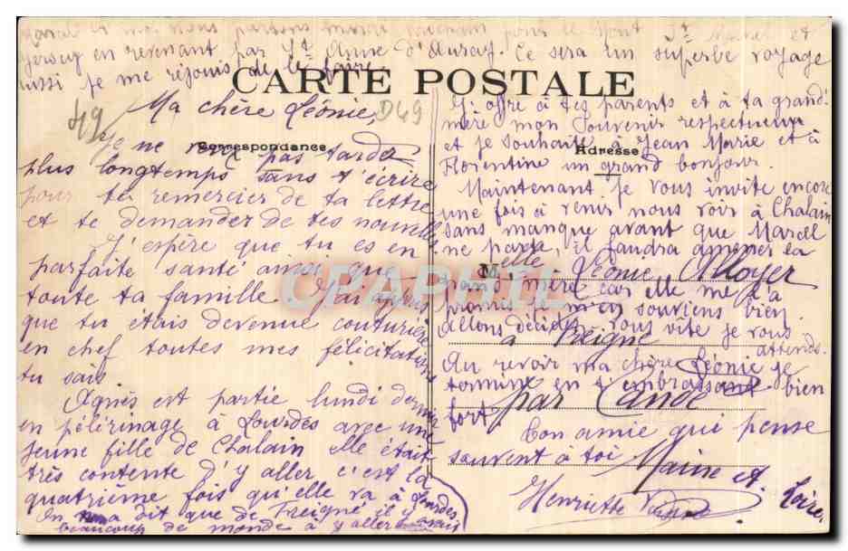 CPA Chalain le Potherie Entree du chateau  — Rückseite