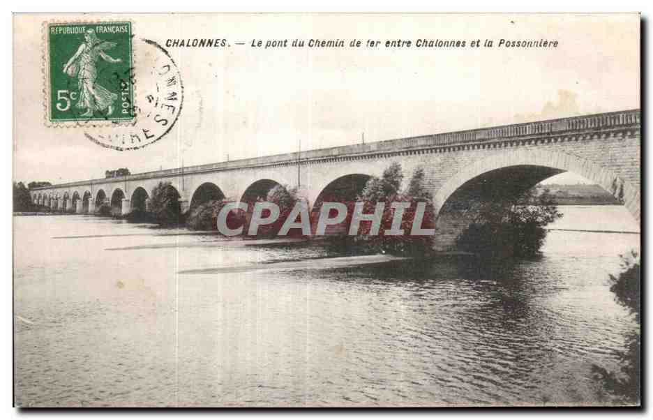 CPA Chalonnes Le pont du Chemin de fer entre Chalonnes et la possnnniere