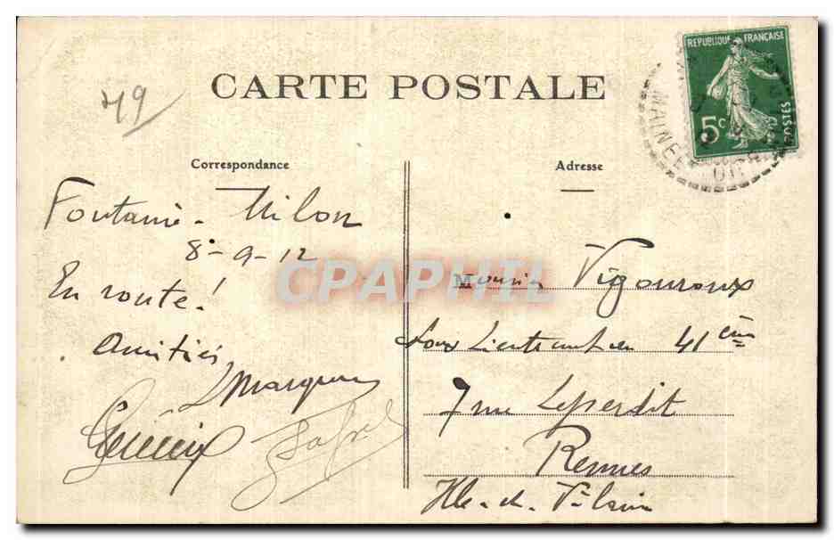CPA Fontaine Milon Le Chatelet — Rückseite