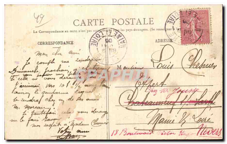 CPA Chateau de la Douve Bourg D Ire par Segre — Rückseite