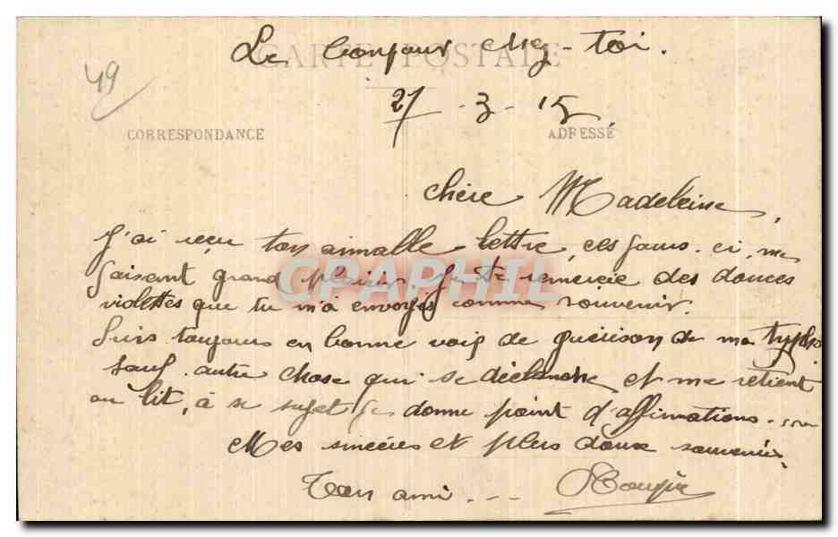 CPA Manoir de Vaille par Nueil — Rückseite