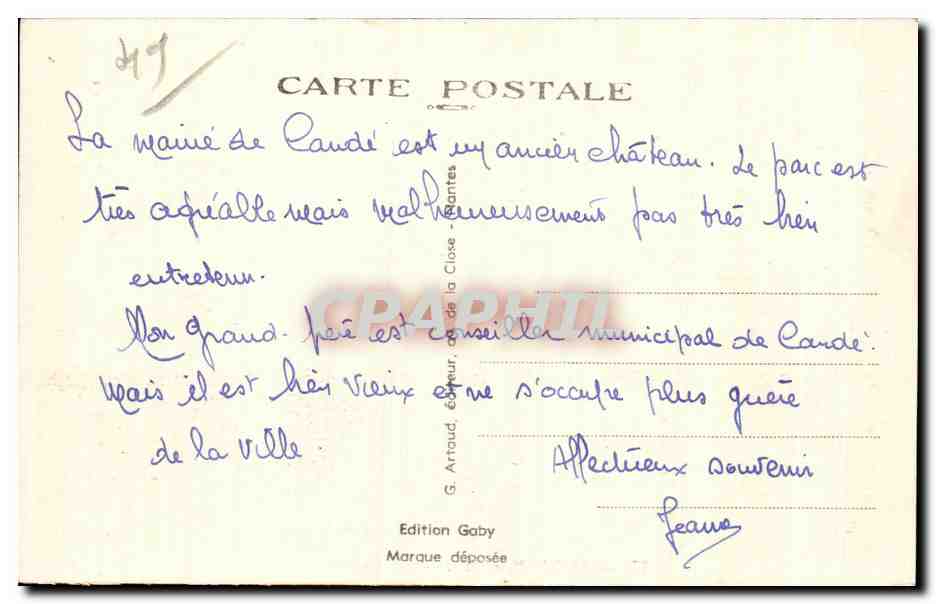 CPA Cande La Mairie — Rückseite