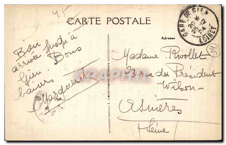 CPA Gien (Loiret) Le Puits a deux etages — Rückseite