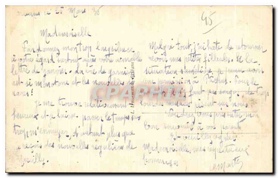 CPA Orleans Boulevard Alexandre Martin Le Kiosque de Musique — Verso