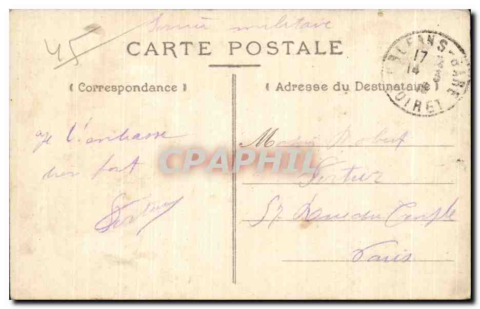 CPA Orleans La Gare — Verso