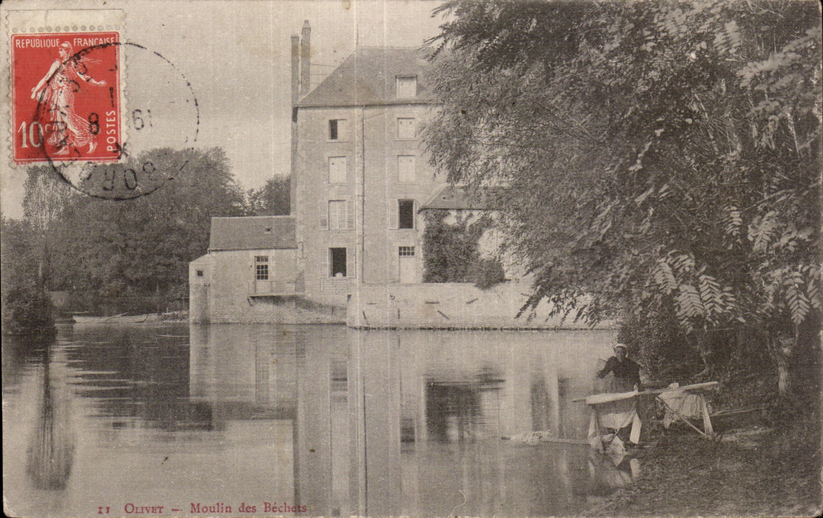CPA Olivet Moulin des Beches Lavoir Lavandiere