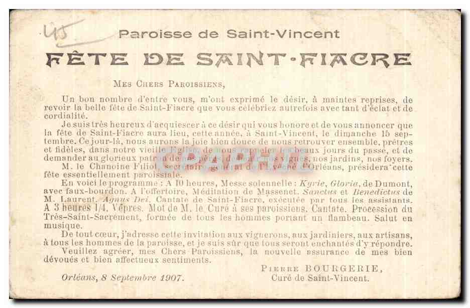 CPA Orleans Eglise Saint Vincent — Verso
