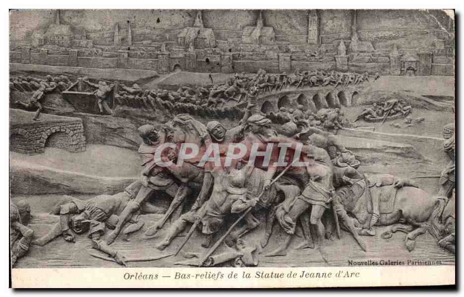 CPA Orleans Bas relief de la Statue de Jeanne d Arc