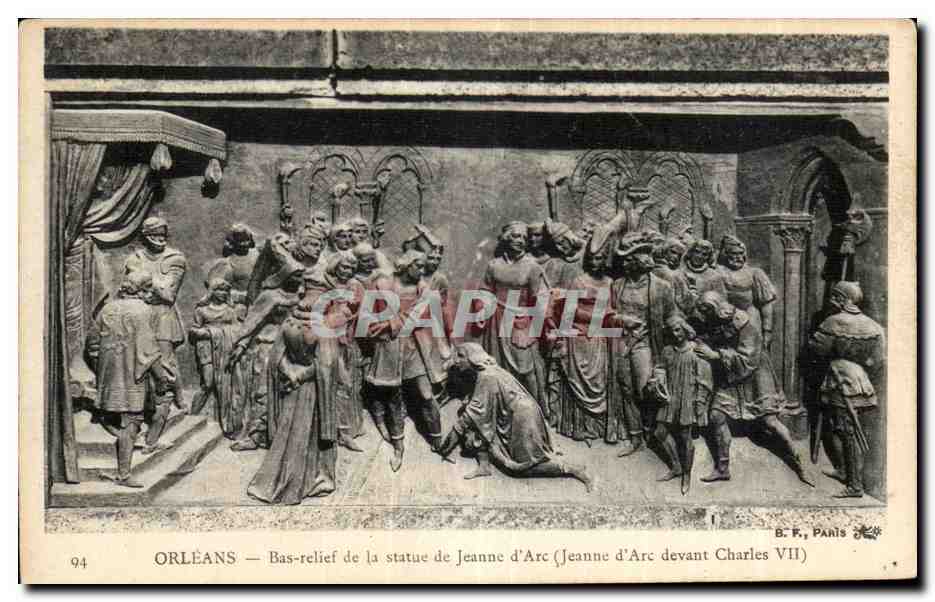 CPA Orleans Bas relief de la Statue de Jeanne d Arc (Jeanne d arc devant Charles VII)