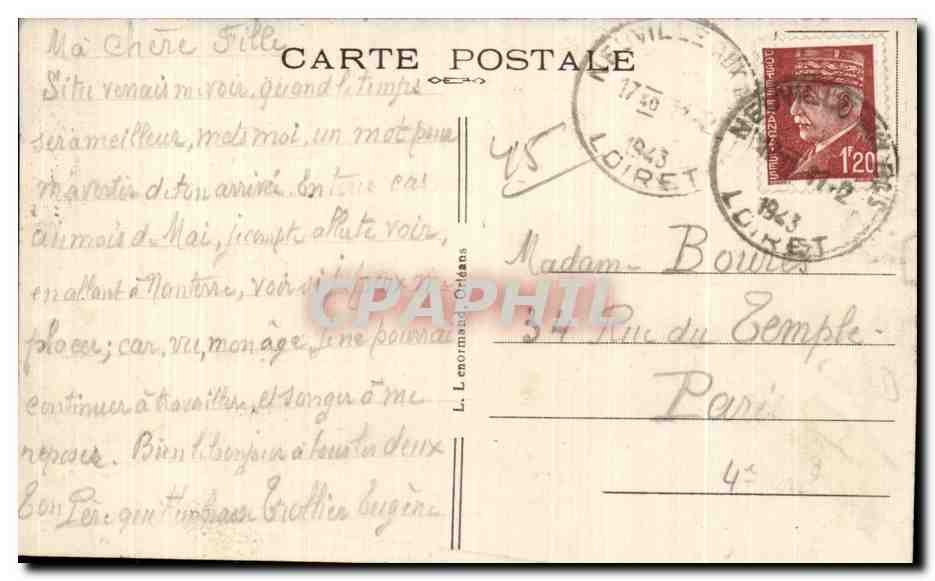 CPA Neuville aux Bois (Loiret) Hospice Saint Germain — Rückseite