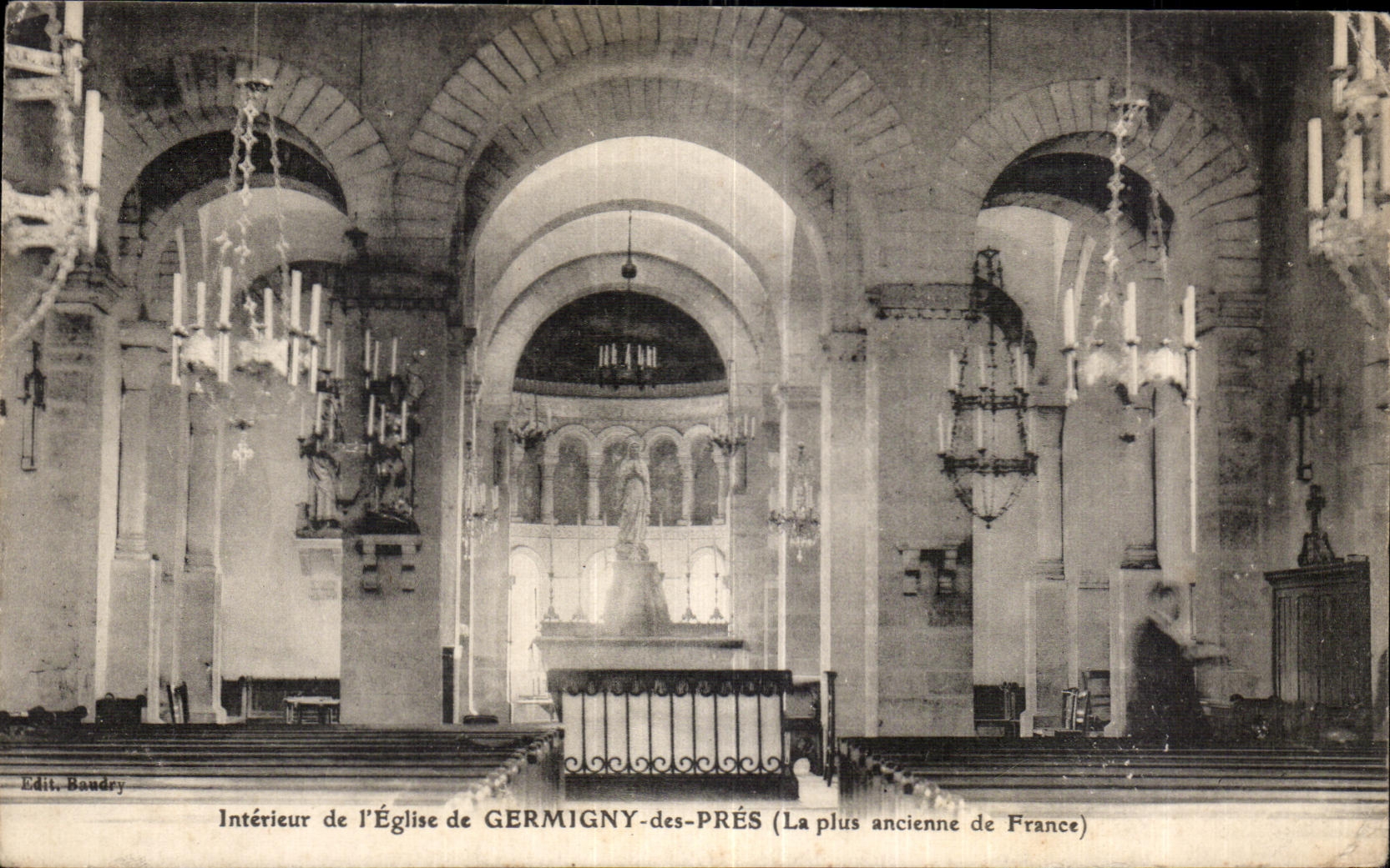 Intérieur de l'Église de GERMIGNY-des-PRÉS (La plus ancienne de France) — Edit. Baudrey