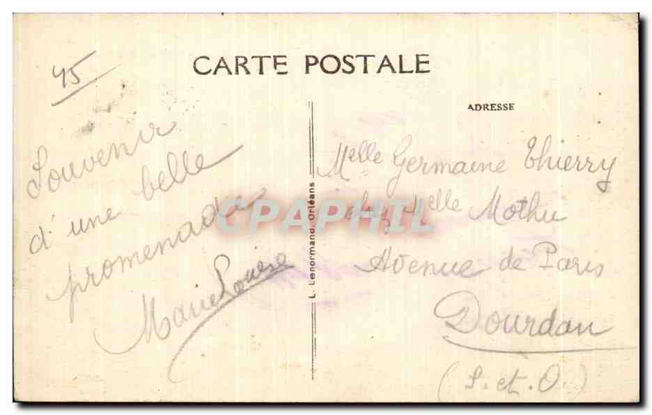 Cliviet — Les Bords de l'Oire — Châtelet de Quetonne — Verso