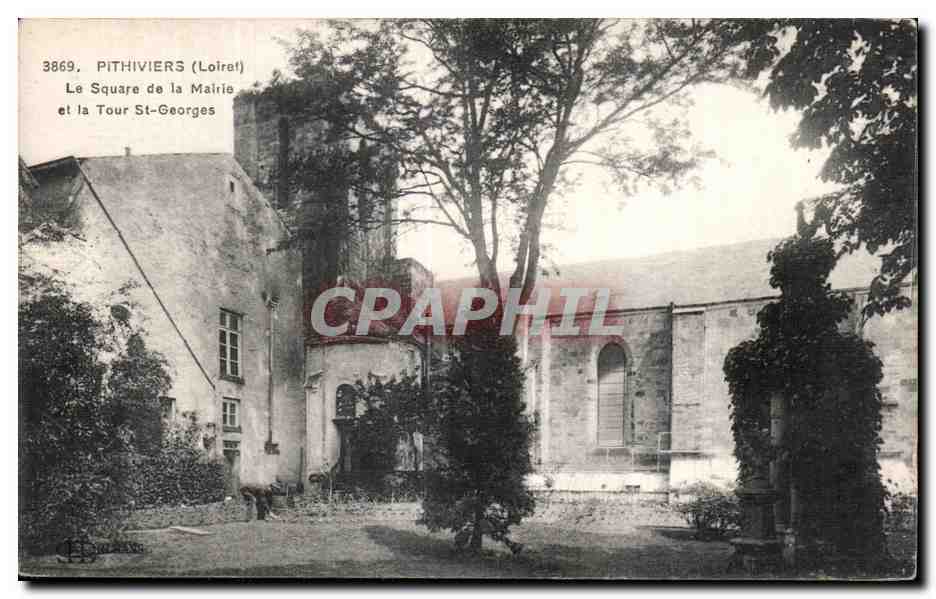 Pithiviers (Loiret) — Le Square de la Mairie et la Tour St-Georges — Imp. E. Le Delay, Paris