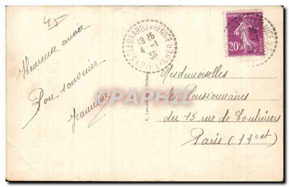 Beaugency (Loiret) — La Tour de l'Horloge — éditeur anonyme, n° 138 — Verso