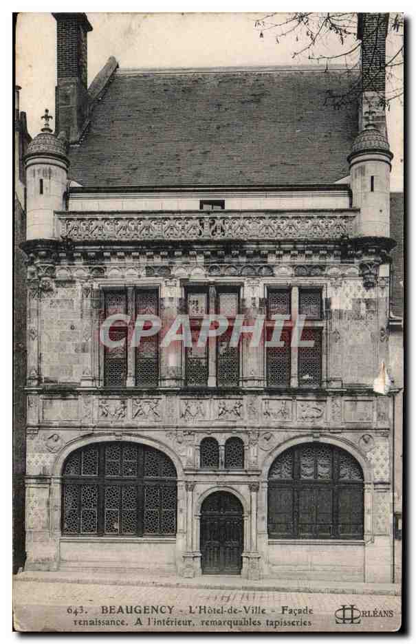Antike Ansichtskarte Beaugency Das Rathaus Fassade Renaissance Interior bemerkenswerte Teppiche