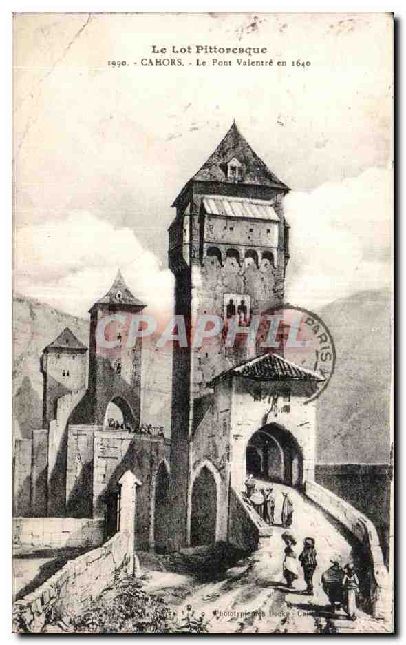Le Pont Valentré à Cahors — reconstitution historique — phototypie des Hecks, Cahors