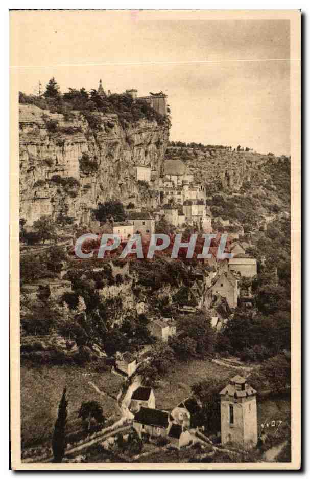 Rocamadour (Lot) — Vue prise de la Route de Cahors, au premier plan le Moulin de Roquefrège — Les Éditions d'Art YGN, Paris