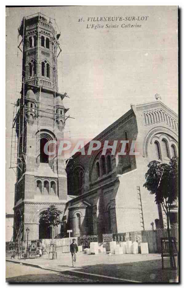 Villeneuve-sur-Lot — L'Église Sainte-Catherine en travaux — Édition spéciale des Magasins Modernes
