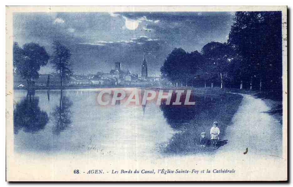 AGEN - Les Bords du Canal, l'Église Sainte-Foy et la Cathédrale