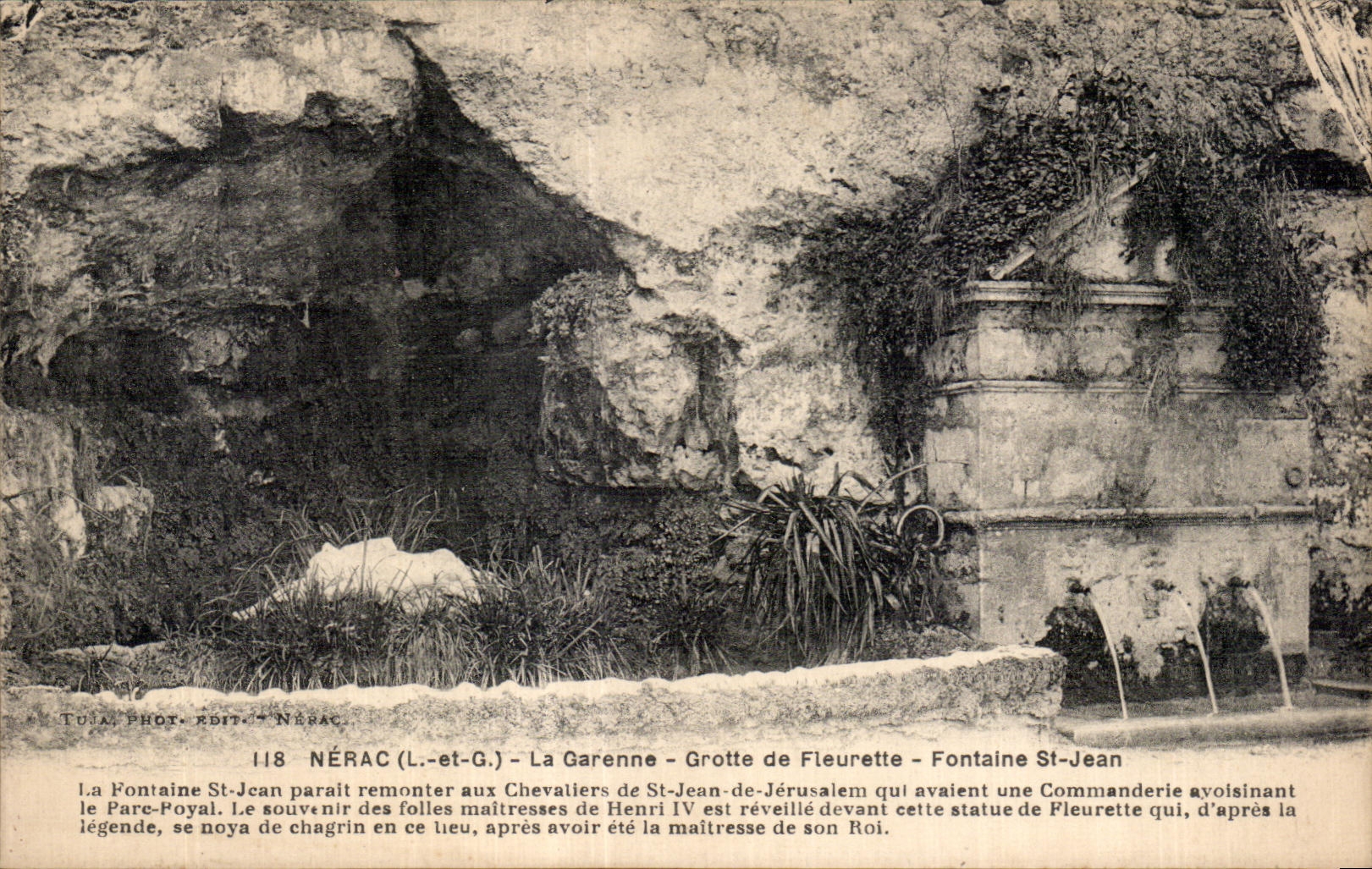 CPA Nerac la Garenne Grotte de Fleurette Fontaine St Jean