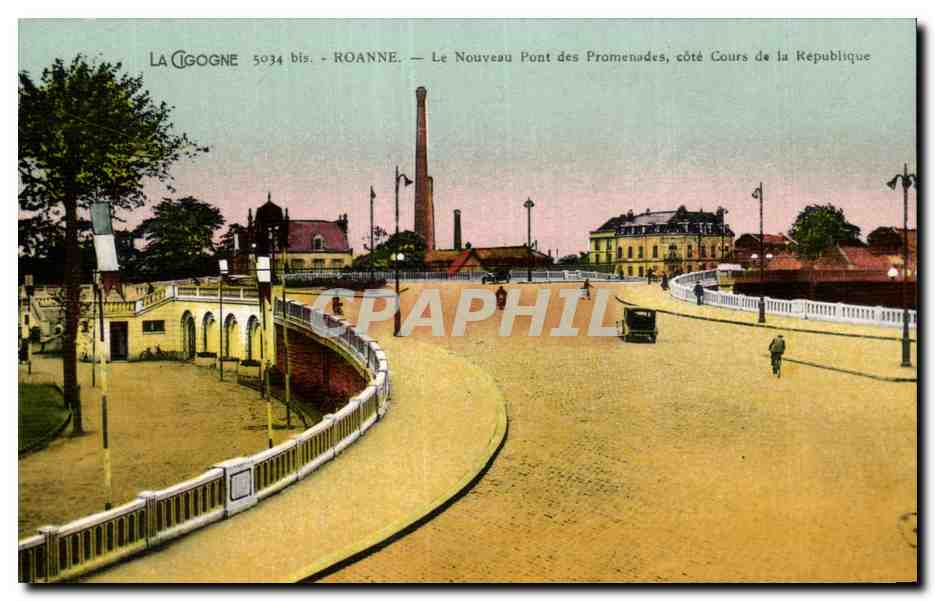 CPA Roanne le Nouveau pont des Promenades cote de la Republique