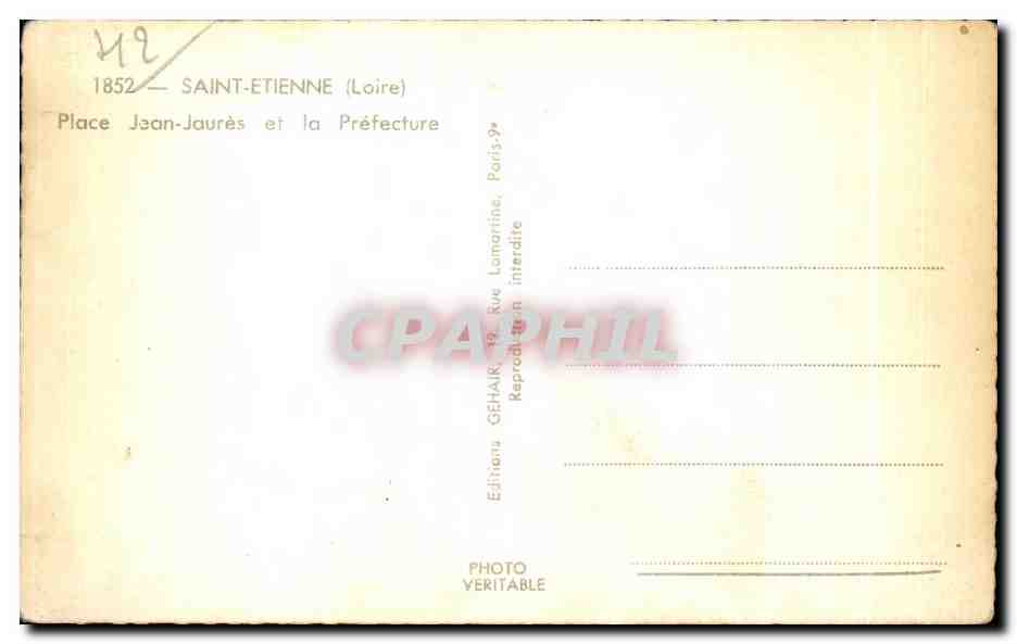 CPA Saint Etienne (Loire) Place jean jaures et la prefecture — Rückseite