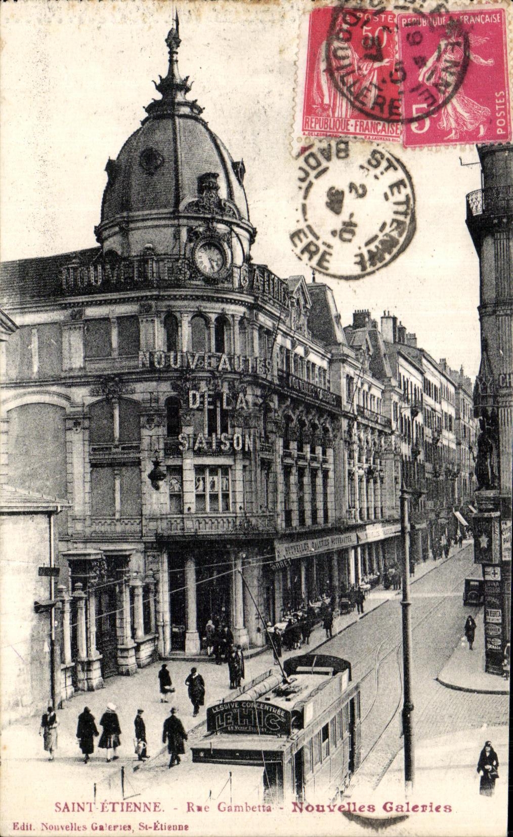 CPA Saint Etienne Rue Gambetta Nouvelles Galeries