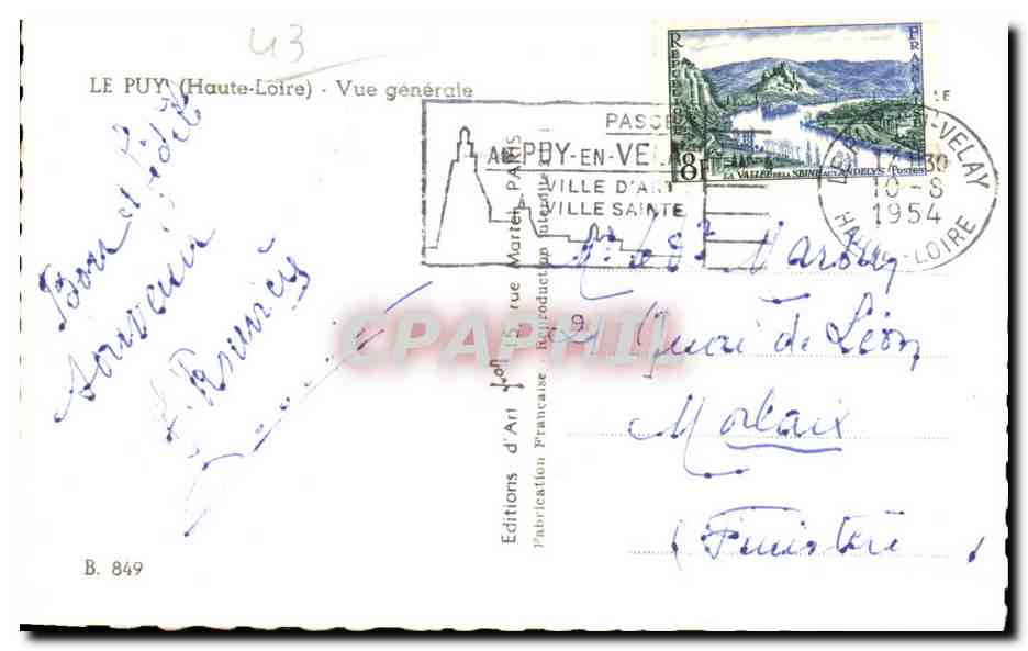 Le Puy-en-Velay — Vue générale — Éditions d'Art Française — Rückseite