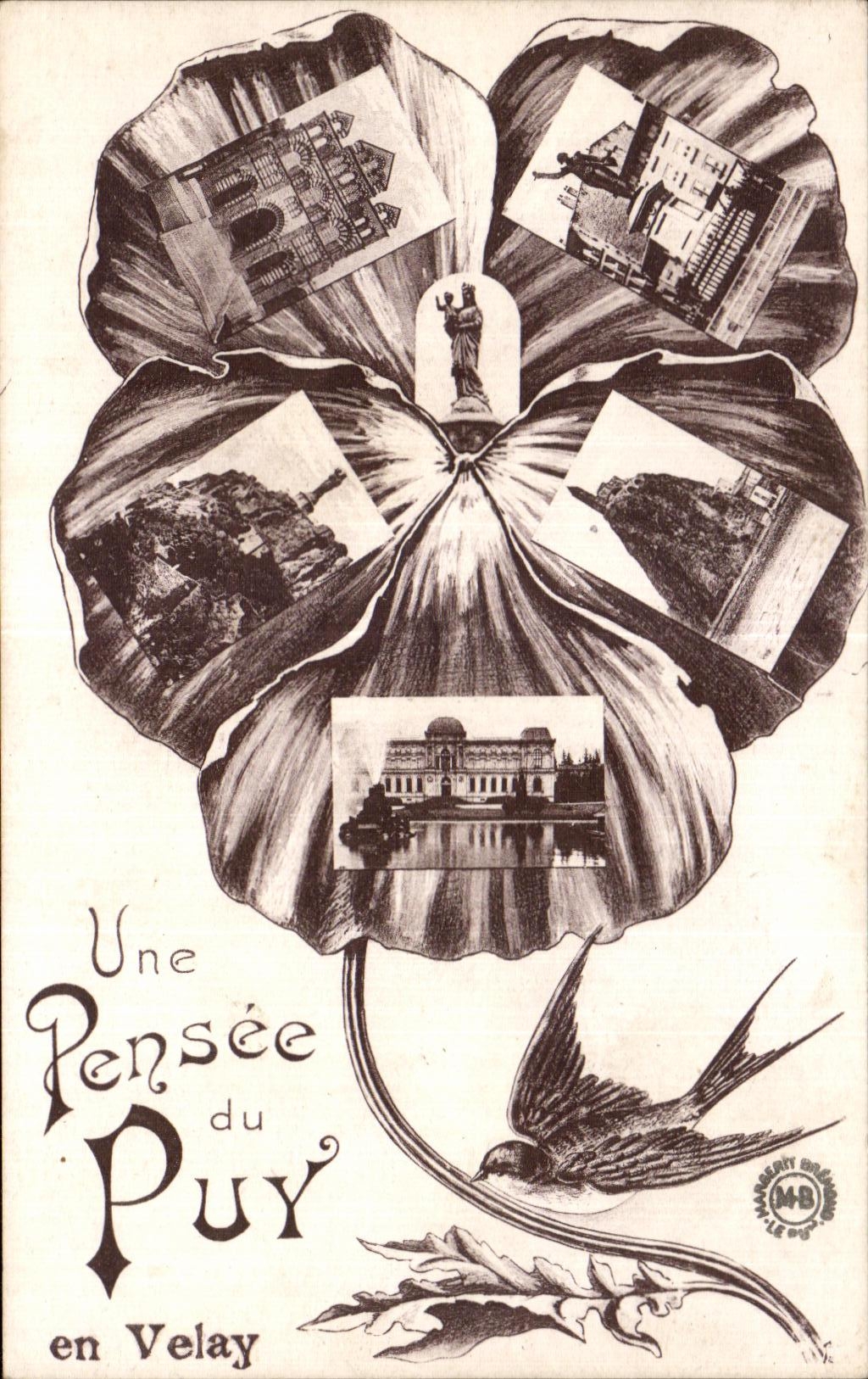CPA Une Pensee du Puy en velay Hirondelle Oiseau 