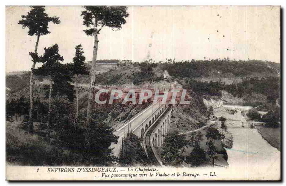 Environs d'Yssingeaux — Vue panoramique vers le Viaduc et le Barrage — LL.