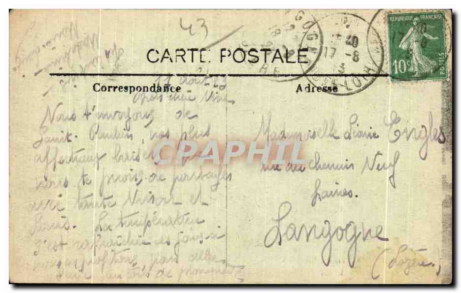 St-PAULIEN — L'École de Jeunes filles (Fontaine de la Samaritaine et Église) — Le Velay Illustré 5617 — Rückseite