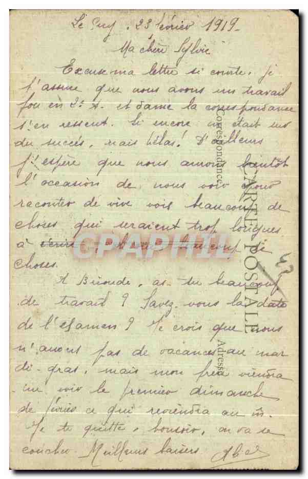 CPA Le Puy Place et Fontaine Michelet Cathedrale Rocher Corneille et le Theatre — Verso
