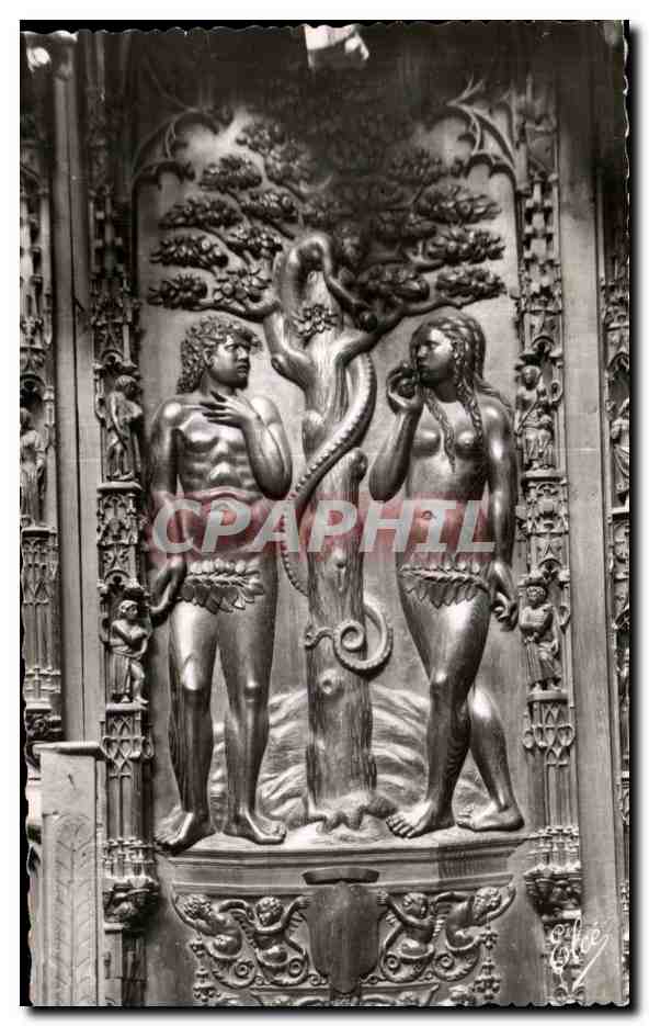 Adam et Ève au Paradis Terrestre — Statues en bois sculpté du XVIe siècle — L. Chatagneau, Bordeaux