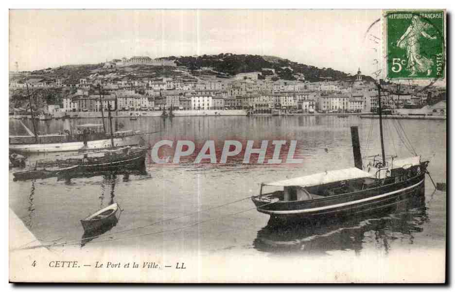 CPA Cette Le Port et la Ville Bateaux 