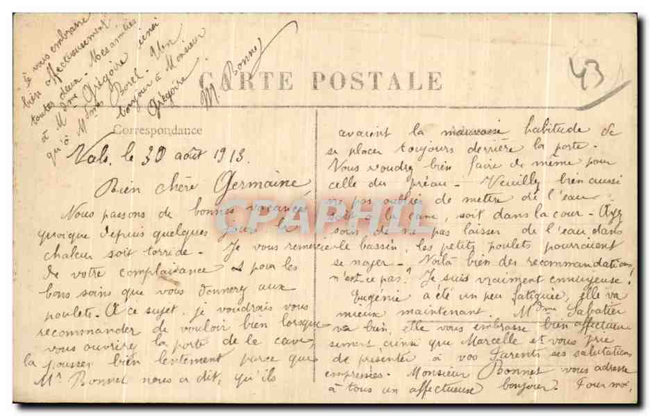 CPA Le Puy La Cathedrale Le Porche du For et le Clocher — Verso