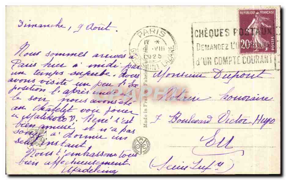 La Mairie del Pueblo Francés — Exposición de Artes Decorativas — Guimard, París — Reverso