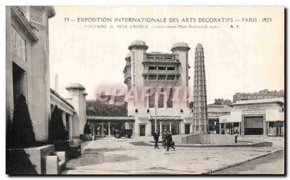 Exposición Internacional de Artes Decorativas — París — 1925 — Fuente de René Lalique — Colaborador Marc Ducloszoud, arq.
