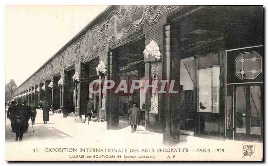 cpa Exposition internationale des arts decoratifs Paris 1925 Galerie des Boutiques 