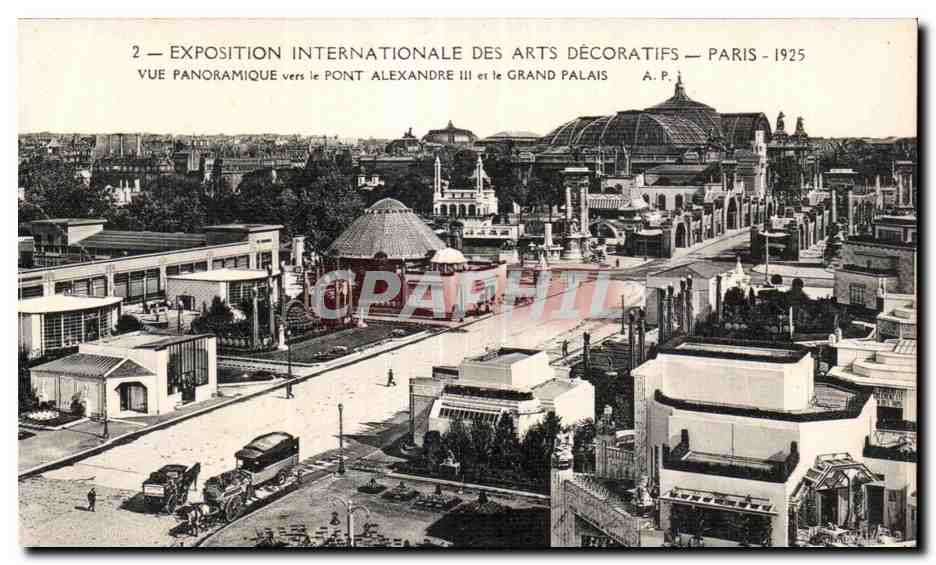 Exposition Internationale des Arts Décoratifs — Paris — 1925 — Vue panoramique vers le Pont Alexandre III et le Grand Palais