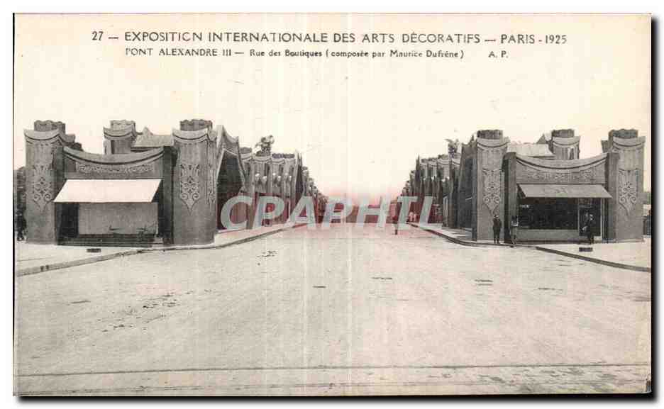 Pont Alexandre III — Rue des Bouquies — Internationale Ausstellung für Dekorative Künste — Paris 1925 — komponiert von Maurice Dufréne